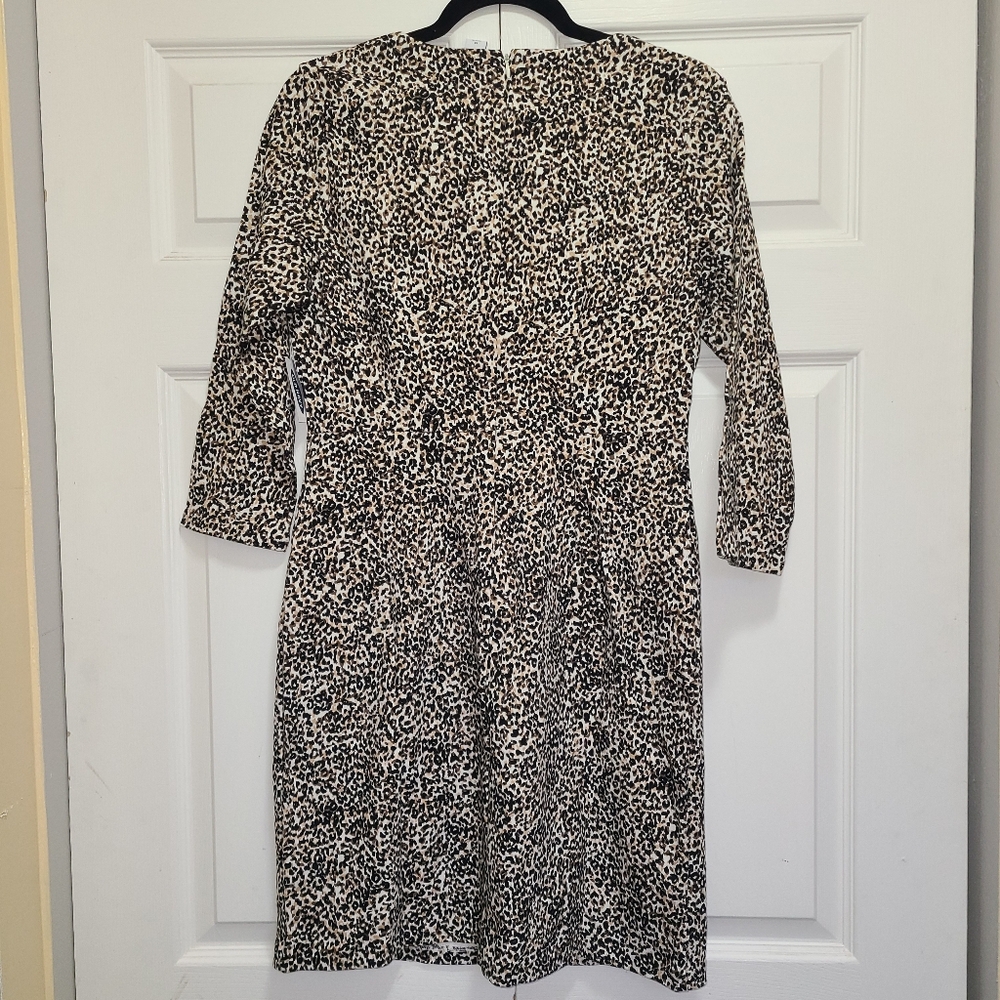 Old Navy leopard print 3/4 sleeve stretch cotton dress women's‎ M NWT office - Picture 10 of 15